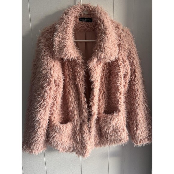 Knapp Studio Jacket Womens Medium Pink Faux Fur Shaggy Fuzzy Lined Coat - Picture 1 of 13